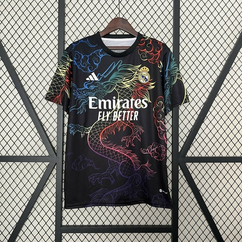 Camisa Real Madrid Dragão 24/25 Preta e Colorida - edição especial