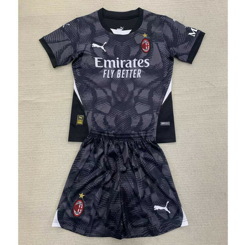 kit Goleiro Ac Milan Infantil 24/25 Preta e Cinza