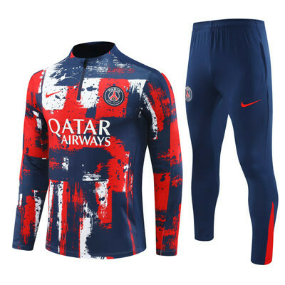 Conjunto De Treino Psg 24/25 Manga Longa - Azul Marinho e Vermelha