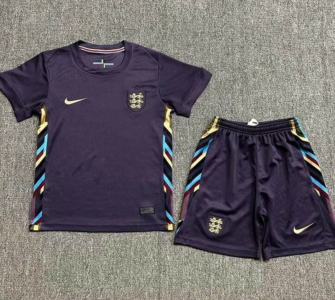 Kit Infantil Seleção da Inglaterra II 24/25 Roxa e Dourada