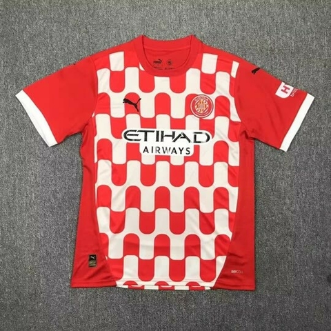 Camisa Girona Home 2024/2025 Vermelha e Branca