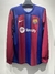 Camisa Barcelona I 23/24 Manga Longa - Grená e Azul