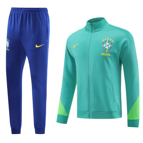 Conjunto Seleção Brasil 24/25 Jaqueta e Calça - Azul Claro e Verde
