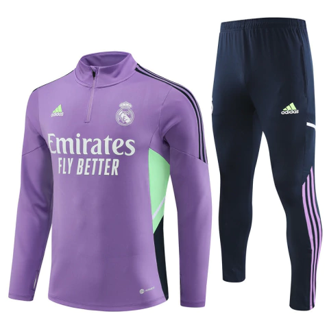 Conjunto De Treino Real Madrid Roxa 22/23 Manga Longa