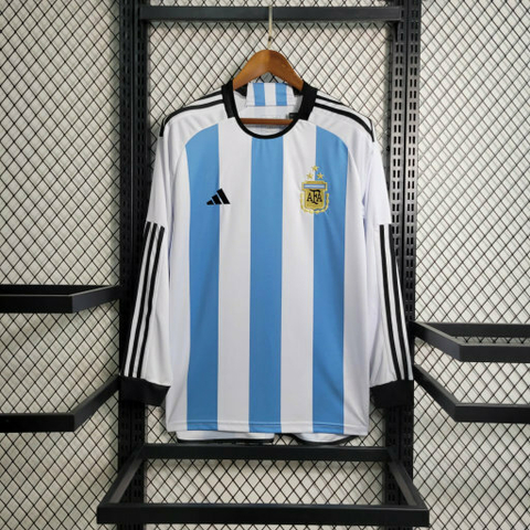 Camisa Seleção Argentina Home 22/23 Manga Longa - Branca e Azul Celeste