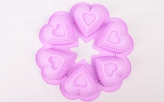 Molde De Silicona 6 Muffins Corazón