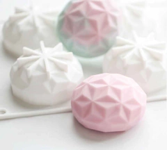 Molde De Silicona Gema Diamante Redondo x 6 (Postres, Muffin, Chocolate, Jabones)