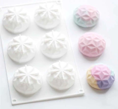 Molde De Silicona Gema Diamante Redondo x 6 (Postres, Muffin, Chocolate, Jabones) - comprar online