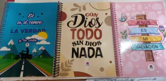 Cuaderno anillado tapa blanda con frases bíblicas - Clamor Librería Cristiana