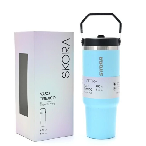 VASO TERMICO SKORA CELESTE CON PICO 900ML