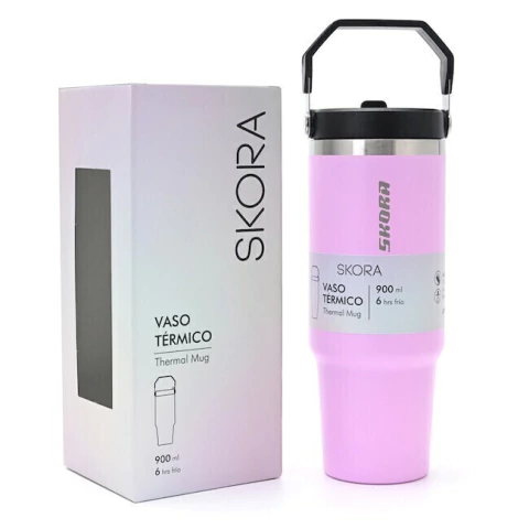 VASO TERMICO SKORA LILA CON PICO 900ML