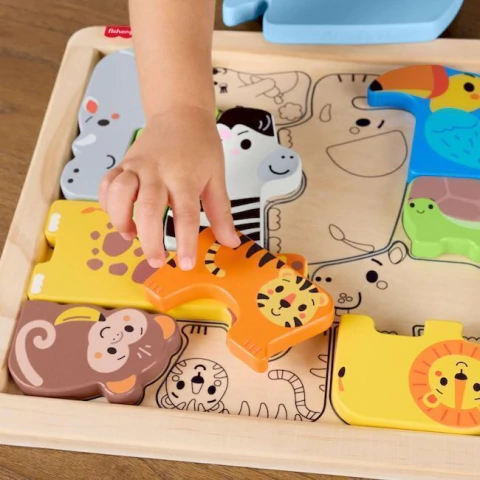 ROMPECABEZAS FISHER PRICE ANIMALES DE MADERA