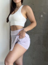 Short pollera lila con bolsillo