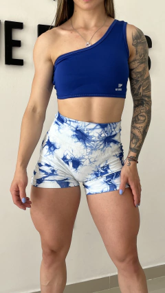 Short Batik V blanco y azul - comprar online