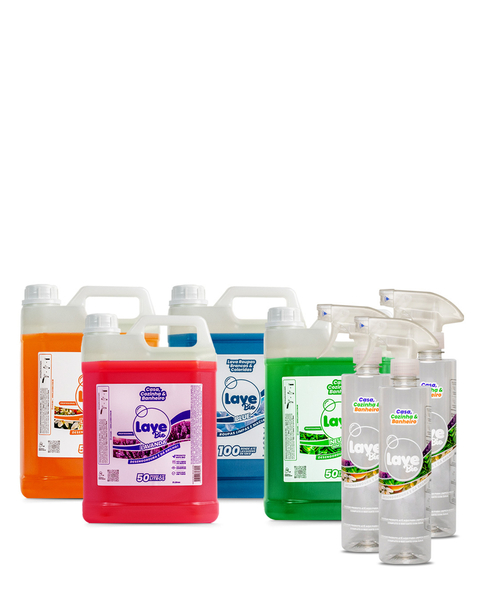 LaveBio para 150 litros e 100 lavagens de 12kg, Combo com 3 Galões G : Neutro, Lavanda e Flor de Laranjeira, 3 borrifadores e 1 Lava Roupas Blue G