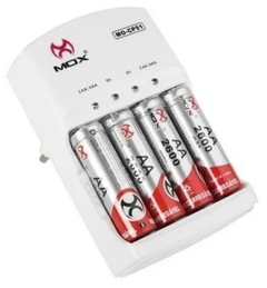 Carregador De Pilha Aa + 4 Pilhas Recarregável Mox Bivolt
