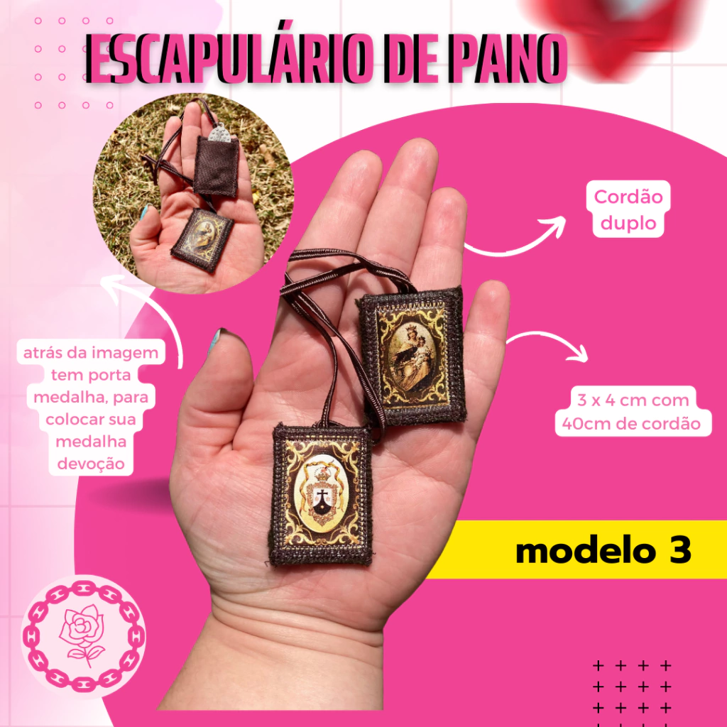 Escapulário de Pano modelo 3 com Porta-medalha