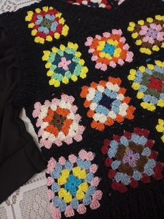 Suéter Mesclado Crochê Manga Bufante - Peça Rara Handmade