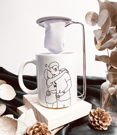 Caneca Com Mini Coador Ilustração Line art