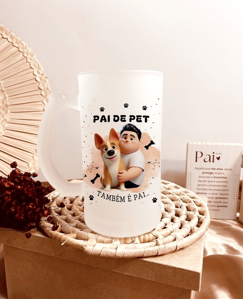 Caneca Chopp Pai De Pet Personalizada IA 475ml