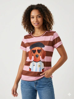Remera Rayada Perro Mundial