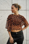 Remera Crop Micro tul Estampado