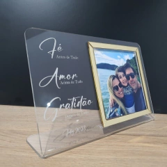 Porta Retrato de Acrílico com moldura espelhada - Personalizado