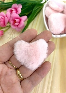 APLIQUE PELÚCIA CORAÇÃO M ROSA BEBÊ - 2 UNIDADES
