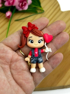 APLIQUE BISCUIT MENINA CORAÇÃO BALÃO - BSC394 - UNIDADE