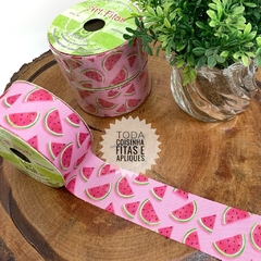 FITA GORGURÃO ESTAMPADA 38 MM MELANCIA ROSA - G 2062
