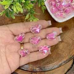 ENTREMEIO ACRÍLICO CORAÇÃO PARA PULSEIRAS ROSA - CLR99 - 10 UNIDADES