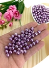 BOLA PLÁSTICA IRISADA PARA PULSEIRAS 8 MM - 20 GRAMAS ROXO
