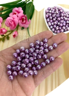 BOLA PLÁSTICA IRISADA PARA PULSEIRAS 8 MM - 20 GRAMAS ROXO