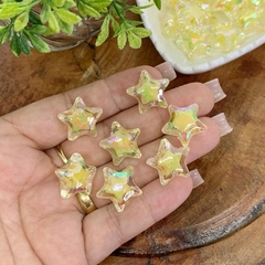 ENTREMEIO ACRÍLICO ESTRELA PARA PULSEIRAS AMARELA - CLR97 - 10 UNIDADES