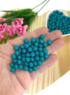 BOLA PLÁSTICA LEITOSA PARA PULSEIRAS 8 MM - 20 GRAMAS VERDE TURQUESA