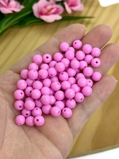 BOLA PLÁSTICA LEITOSA ROSA 8MM - LEI804 - 20 GRAMAS