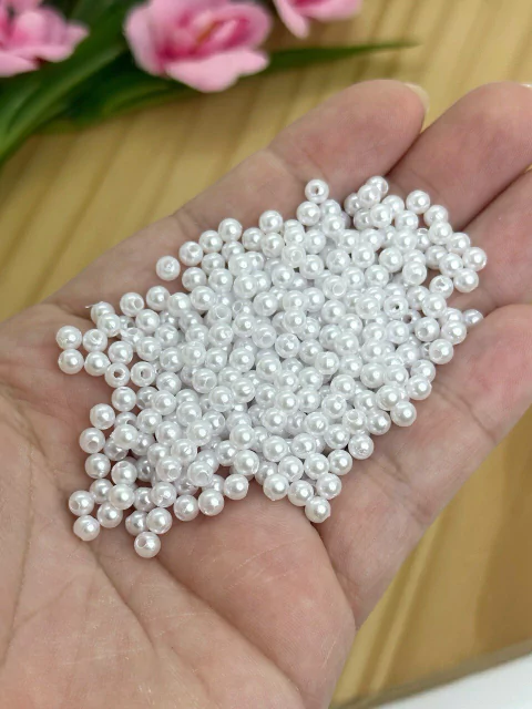 PÉROLA PARA PULSEIRAS 4MM BRANCO - PER400 - 20 GRAMAS