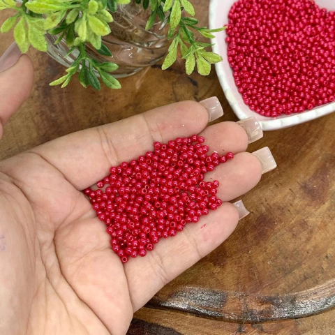 PÉROLA PARA PULSEIRAS 3 MM - 10 G VERMELHA