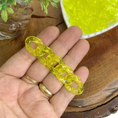 ELO PARA CORRENTE TRANSPARENTE AMARELO COM GLITTER - ELO10 - 20 UNIDADES
