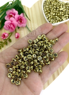 ENTREMEIO PARA PULSEIRA LETRINHA REDONDA 6 MM - LTR69 - 20 GRAMAS DOURADA