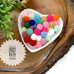 POM POM 15 MM - 50 UNIDADES COM CORES SORTIDAS