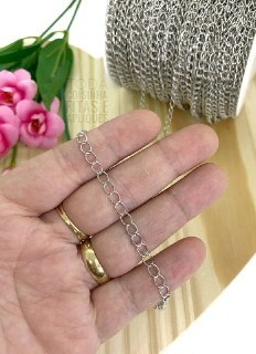 CORRENTE PARA PULSEIRA PRATA - 2 METROS
