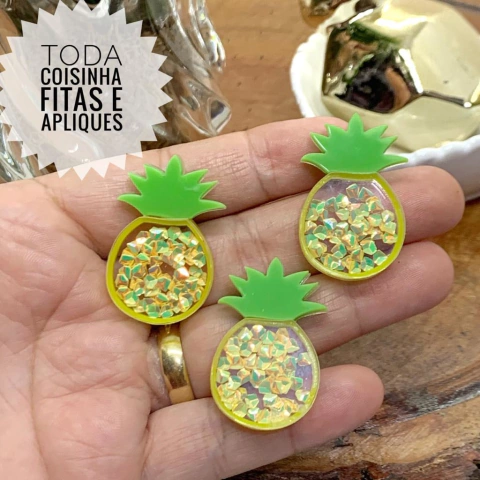 APLIQUE ACRÍLICO FRUTAS ABACAXI - UNIDADE