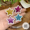APLIQUE ACRÍLICO ESTRELA VAZADA COM GLITTER - UNIDADE