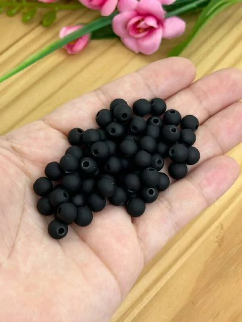 BOLA EMBORRACHADA 8MM PRETO - BOR804 - 20 GRAMAS