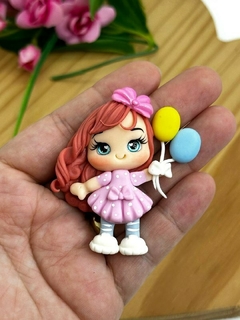 APLIQUE BISCUIT MENINA BALÕES - BSC398 - UNIDADE