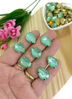 CHATON ENGRAMPADO GOTA 13x18 MM - 10 UNIDADES VERDE OPACO