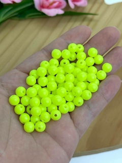 BOLA PLÁSTICA LEITOSA AMARELO NEON 8 MM - LEI806 - 20 GRAMAS