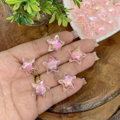 ENTREMEIO ACRÍLICO ESTRELA PARA PULSEIRAS ROSA - CLR95 - 10 UNIDADES