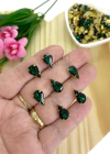 CHATON ENGRAMPADO GOTA 8x13 MM - 10 UNIDADES VERDE ESMERALDA